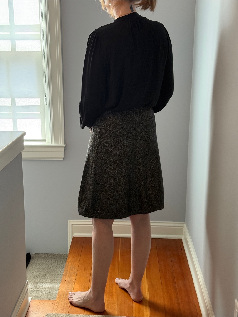 Nanette Lepore Black Textured A-Line Skirt
